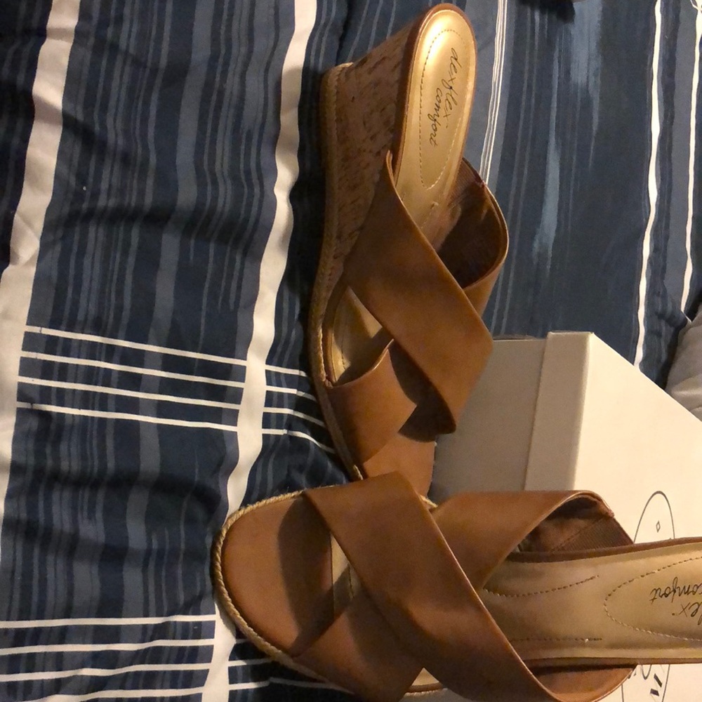 Tan slip ons